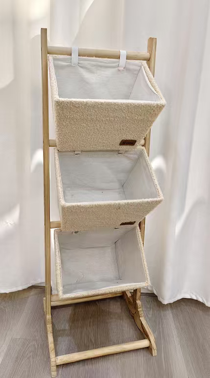 Storage stand with 3 Baskets with liner inside