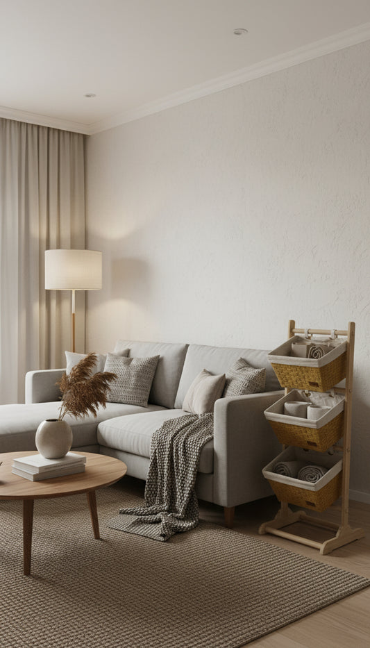 Storage stand with 3 baskets