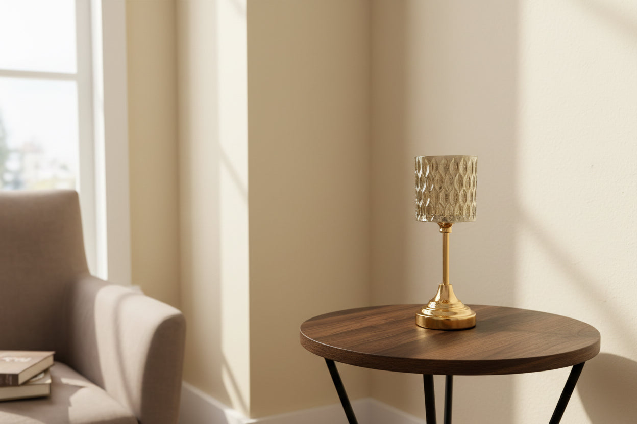 Metal Base Glass candle Holder