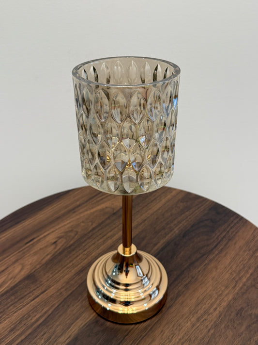 Metal Base Glass candle Holder