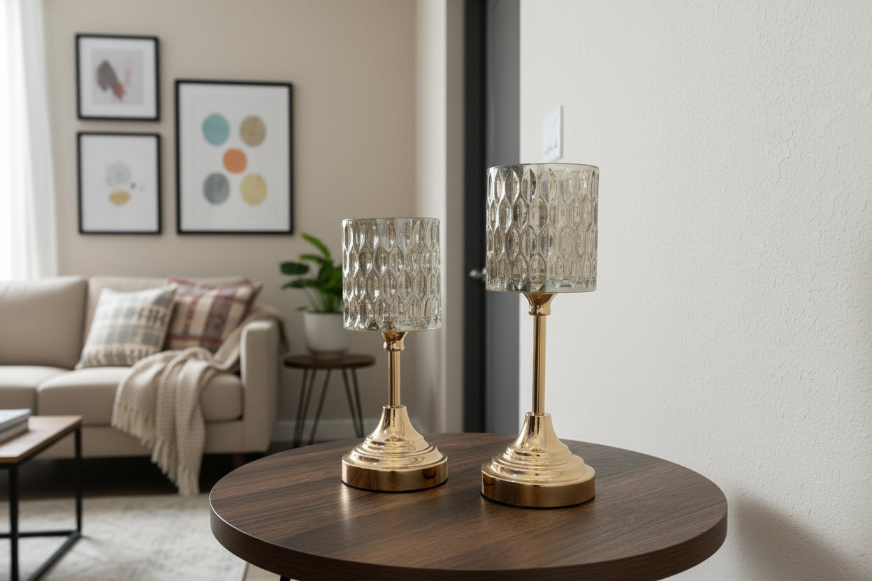 Metal base Glass candle Holder Big