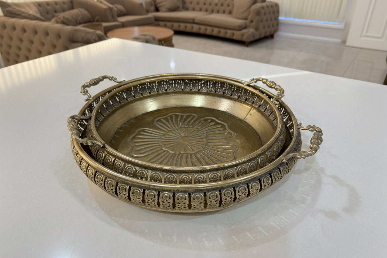 Round Metal tray 2Pcs Set